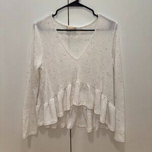 Altar'd State White Rainbow Confetti Sweater